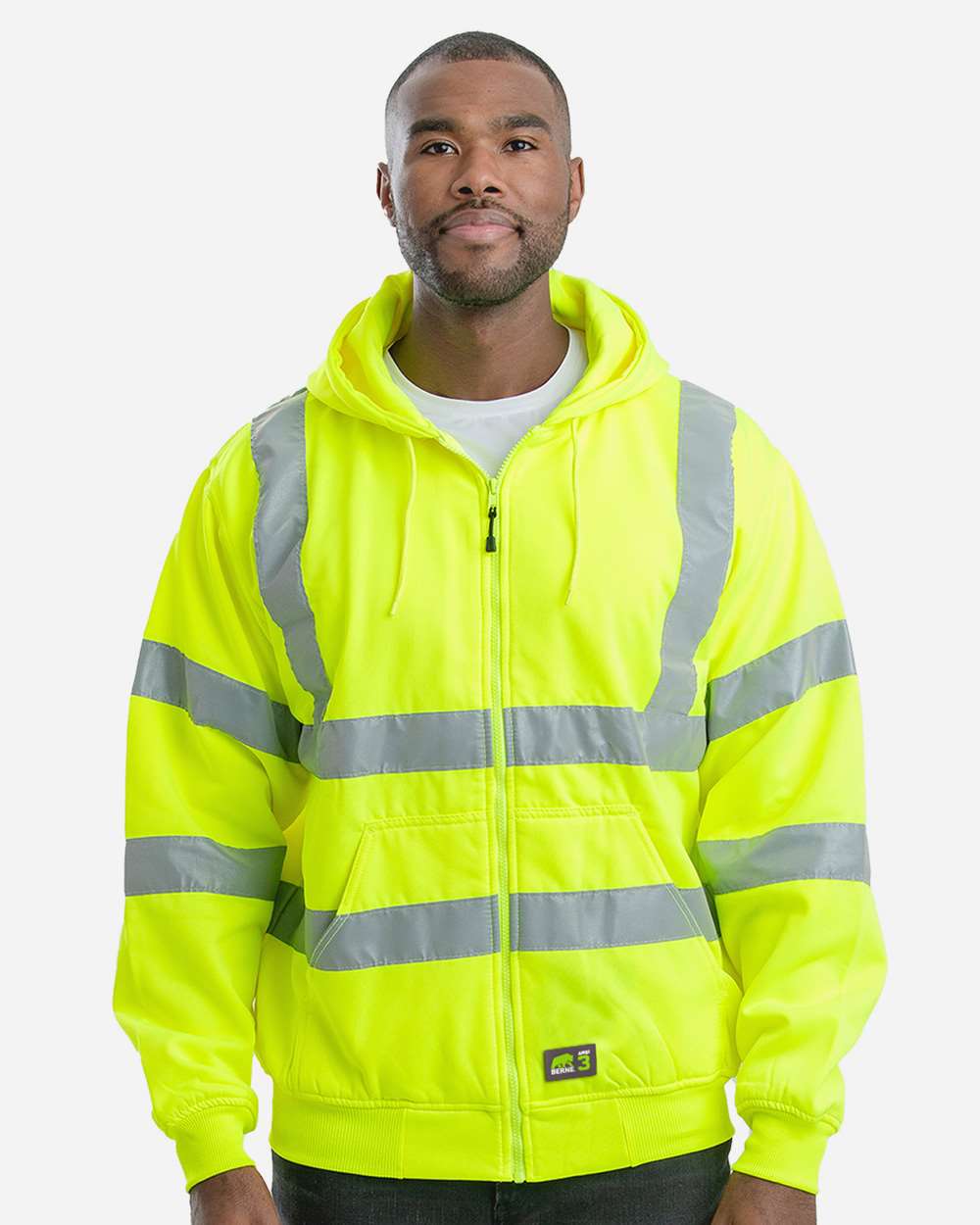 Men's Berne Hi-Vis Class 3 Lined Hooded Sweatshirt