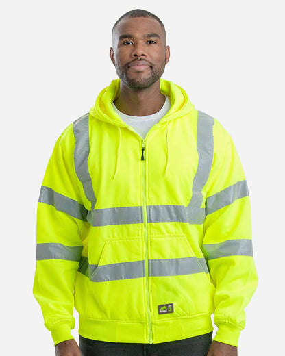 Men's Berne Hi-Vis Class 3 Lined Hooded Sweatshirt