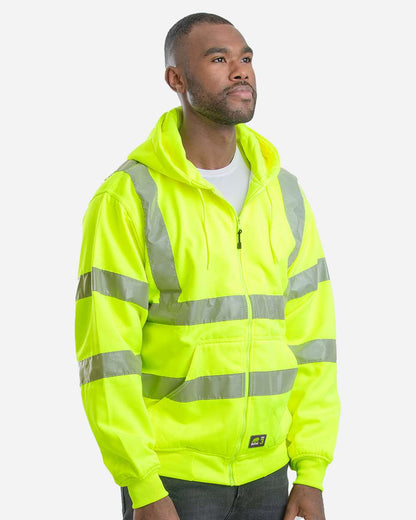 Men's Berne Hi-Vis Class 3 Lined Hooded Sweatshirt