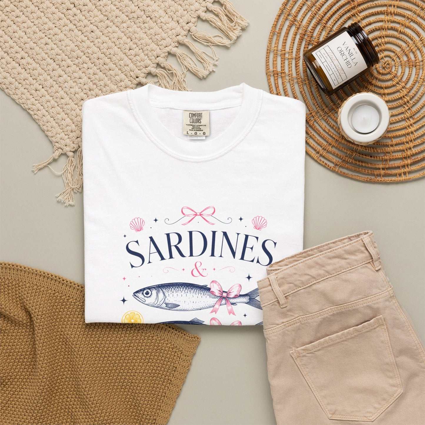 Sardines & Bows 'Mediterranean Social Club' Summer Graphic Tee – Coastal Coquette Aesthetic