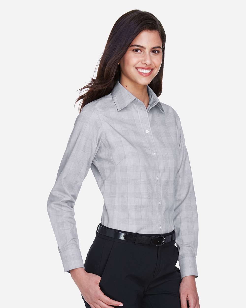 Women's Crown CollectionÂ® Glen Plaid Woven Dress Shirt