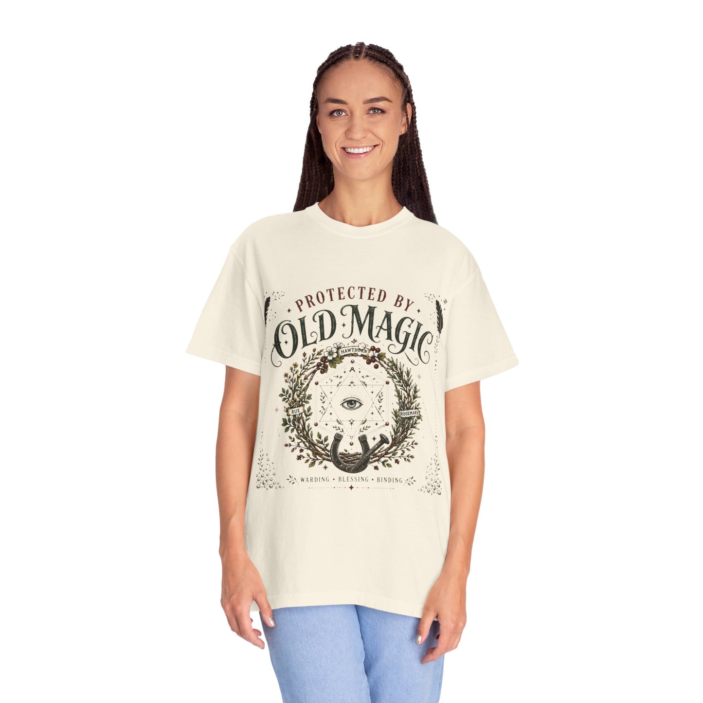 Protected By Old Magic Warding Wreath Halloween | Premium Graphic Tee