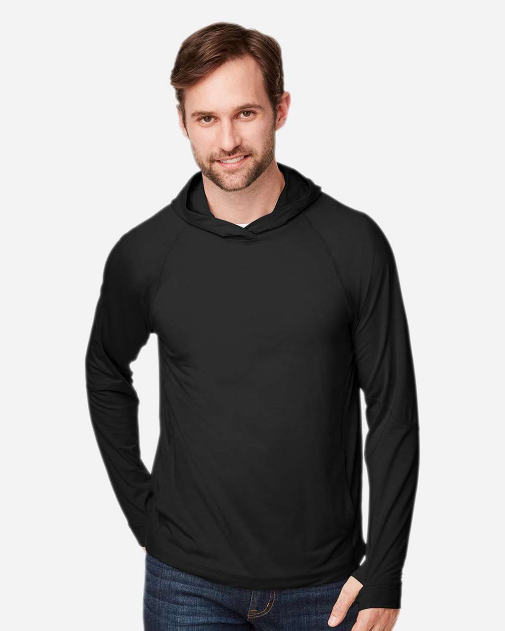 Unisex JAQ Stretch Performance Hooded Long Sleeve T-Shirt