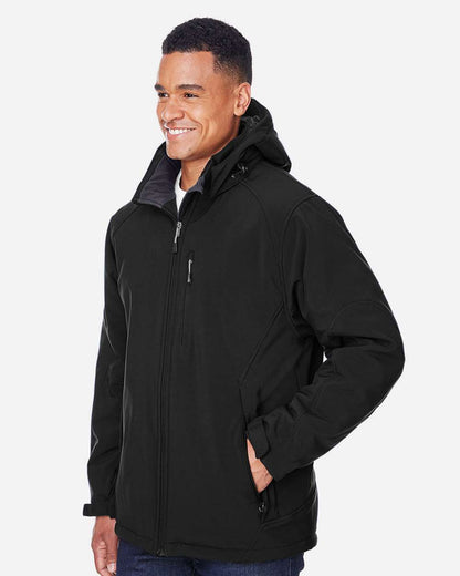 Men's Glacier Insulated Three-Layer Fleece Soft Shell Hood Jacket with Detachable Hood