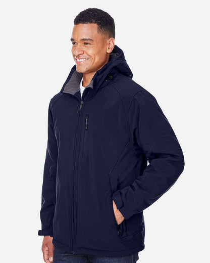 Men's Glacier Insulated Three-Layer Fleece Soft Shell Hood Jacket with Detachable Hood