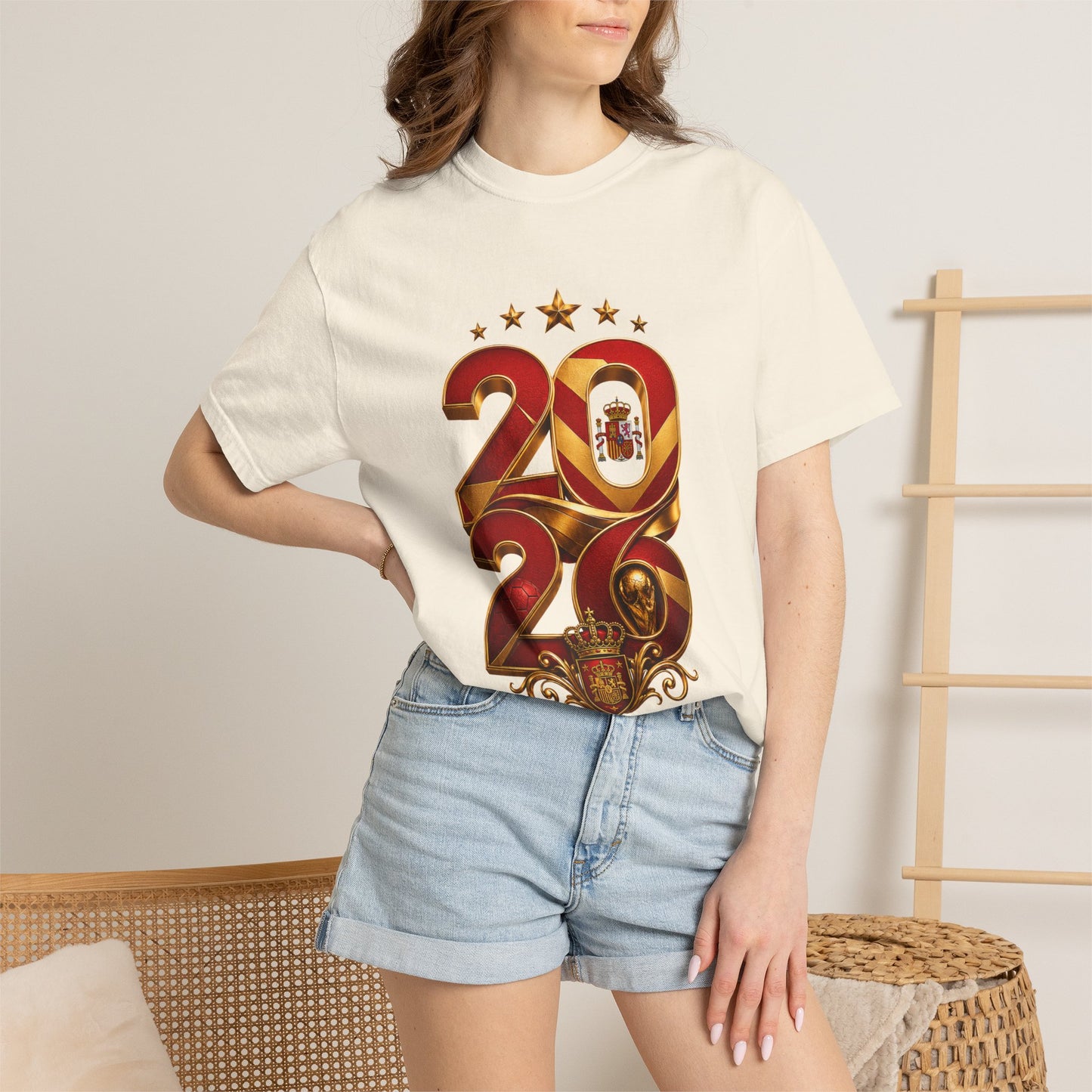 Spain Football World Cup 2026 'Ano de Glória' Typography Crest | Premium Graphic Tee