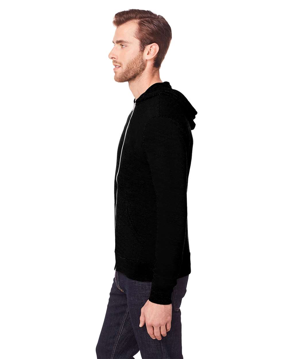 Unisex Triblend Full-Zip Lightweight Hooded Sweatshirt