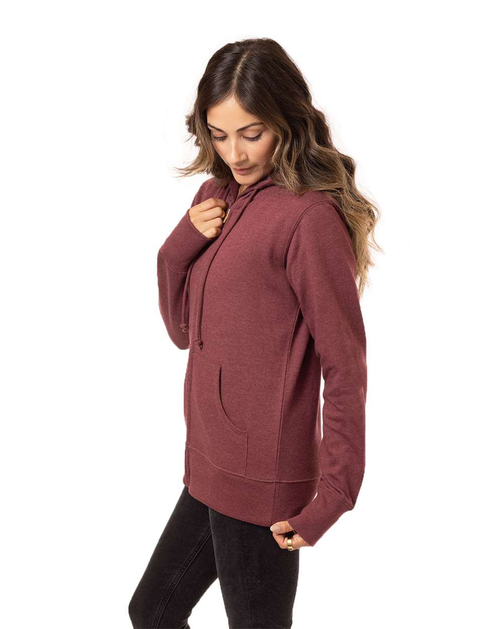 Women's Heathered Full-Zip Hooded Sweatshirt