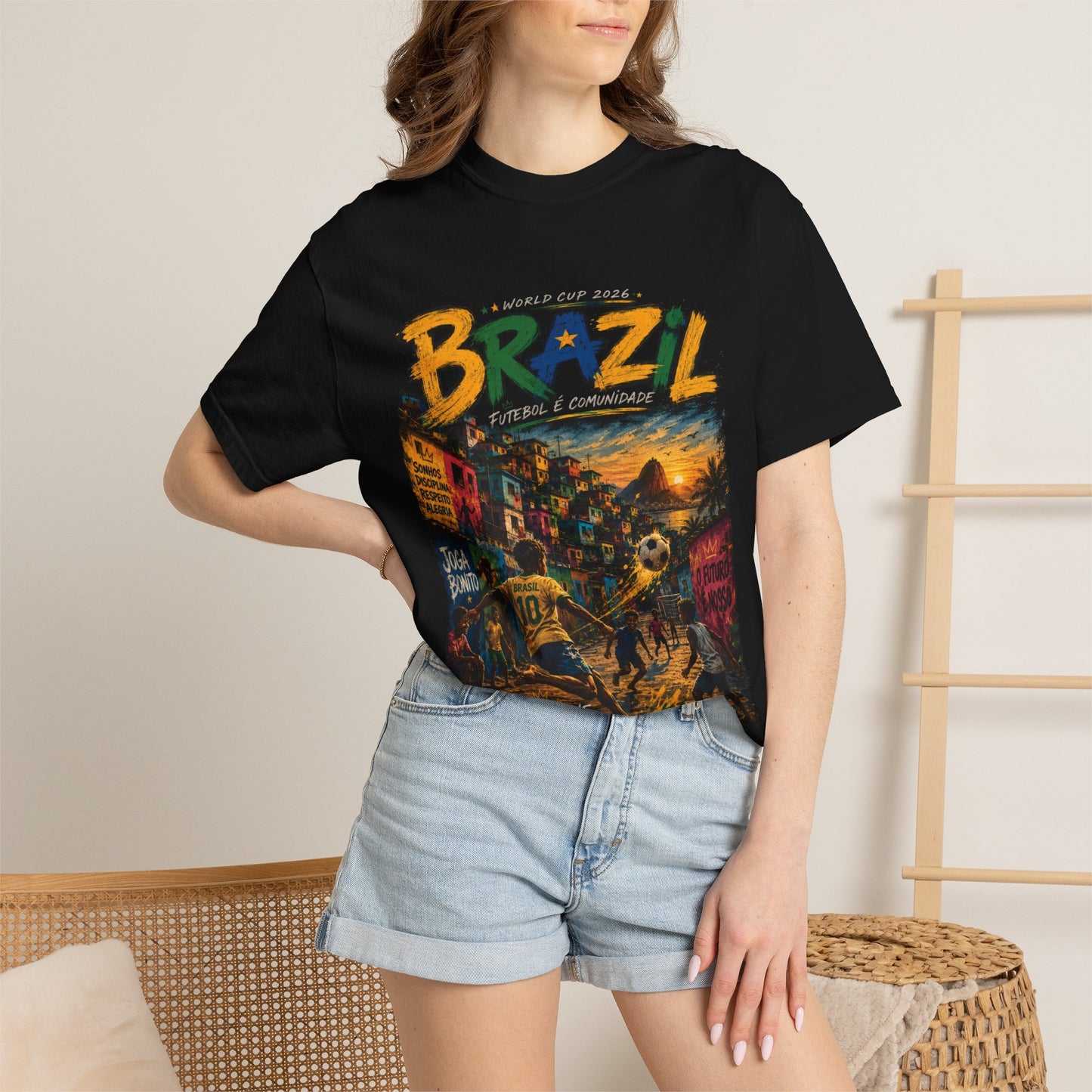 Brazil Favela World Cup 2026 T-Shirt PNG | Joga Bonito Street Soccer Graphic Tee | Copa Do Mundo Fan Gift