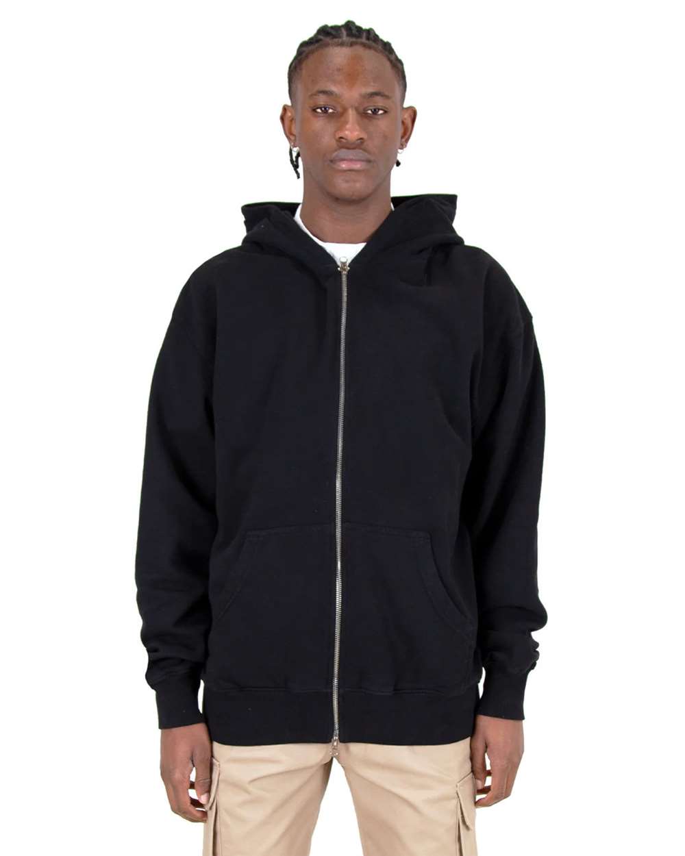 Men's Garment-Dyed Double-Zip Hooded Sweatshirt
