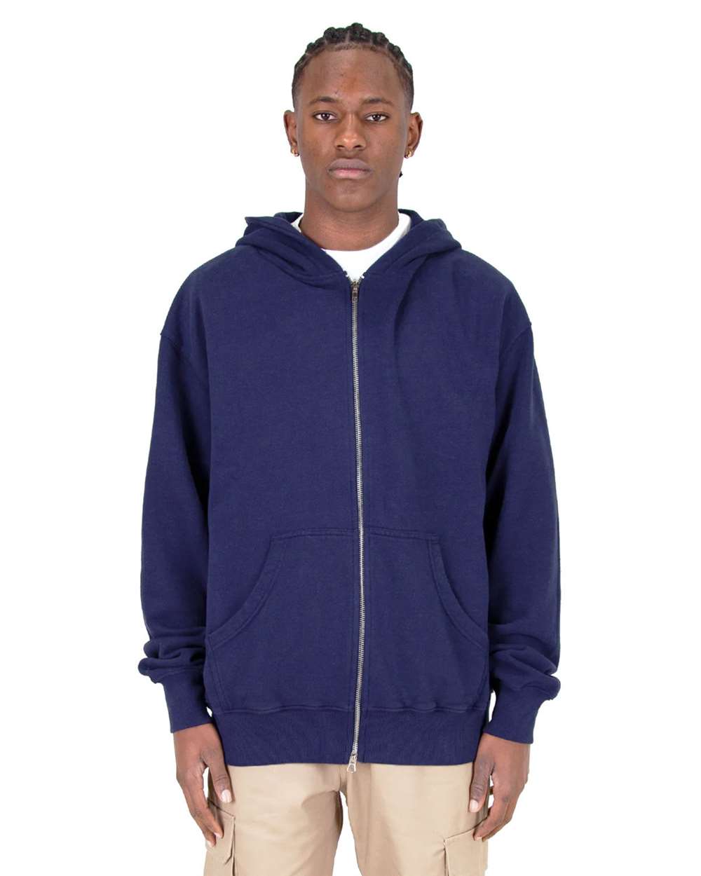 Men's Garment-Dyed Double-Zip Hooded Sweatshirt