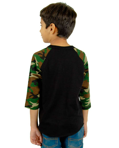 Youth Three-Quarter Sleeve Camo Raglan T-Shirt