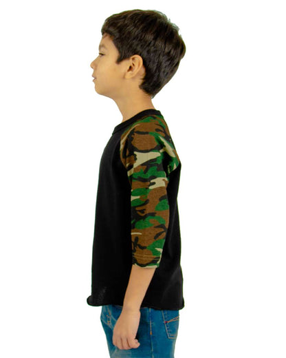 Youth Three-Quarter Sleeve Camo Raglan T-Shirt