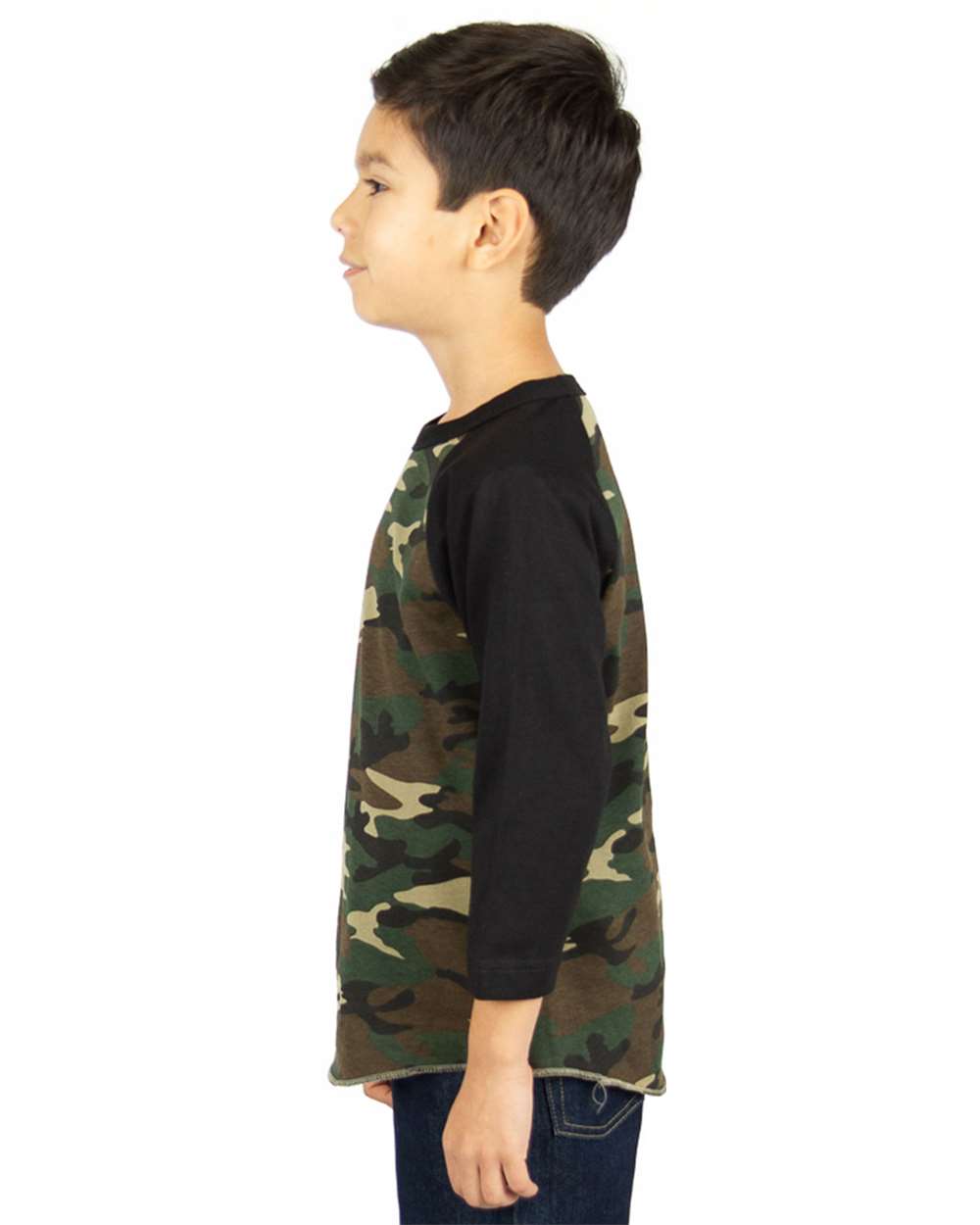 Youth Three-Quarter Sleeve Camo Raglan T-Shirt