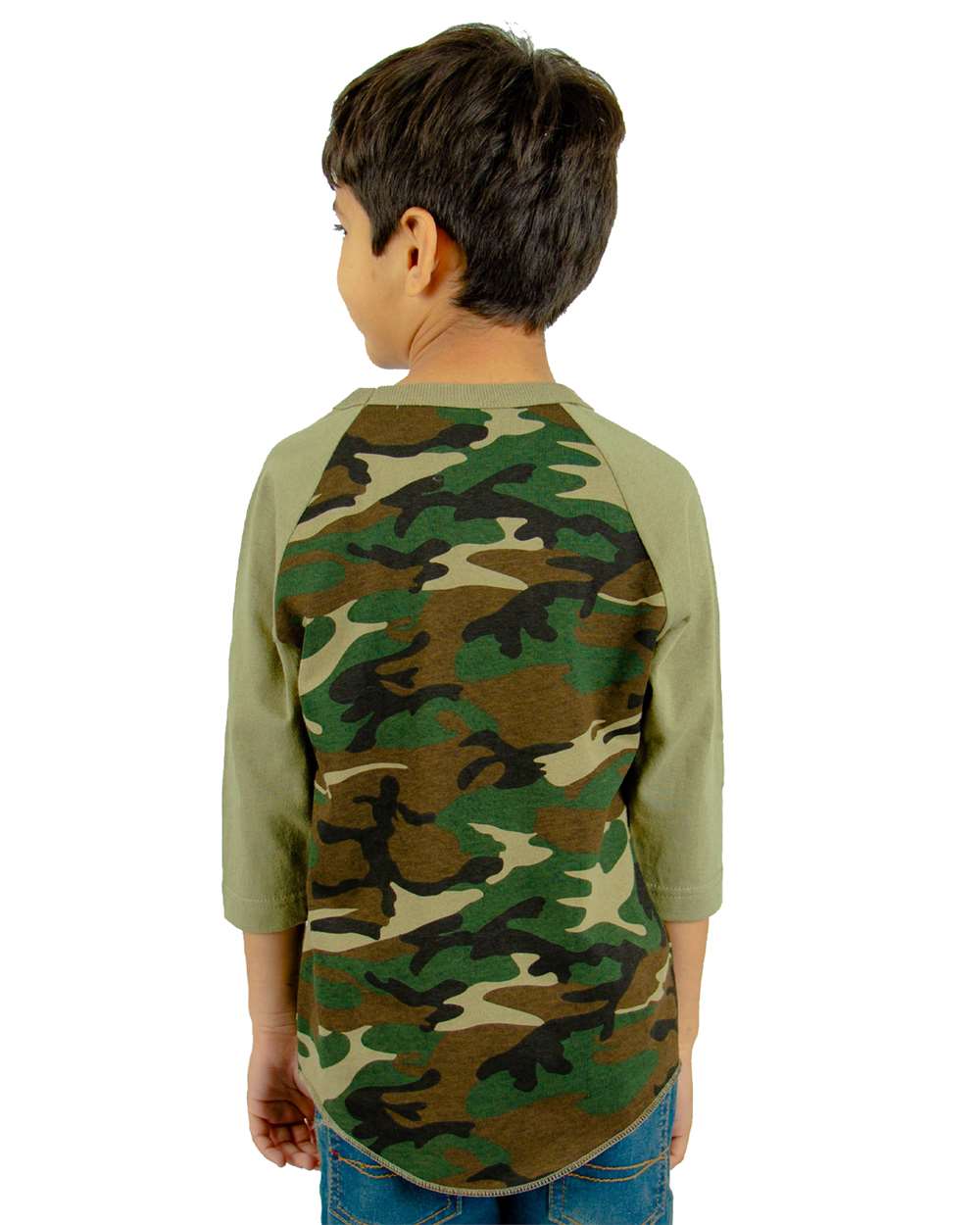 Youth Three-Quarter Sleeve Camo Raglan T-Shirt