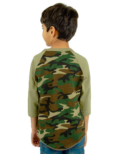 Youth Three-Quarter Sleeve Camo Raglan T-Shirt