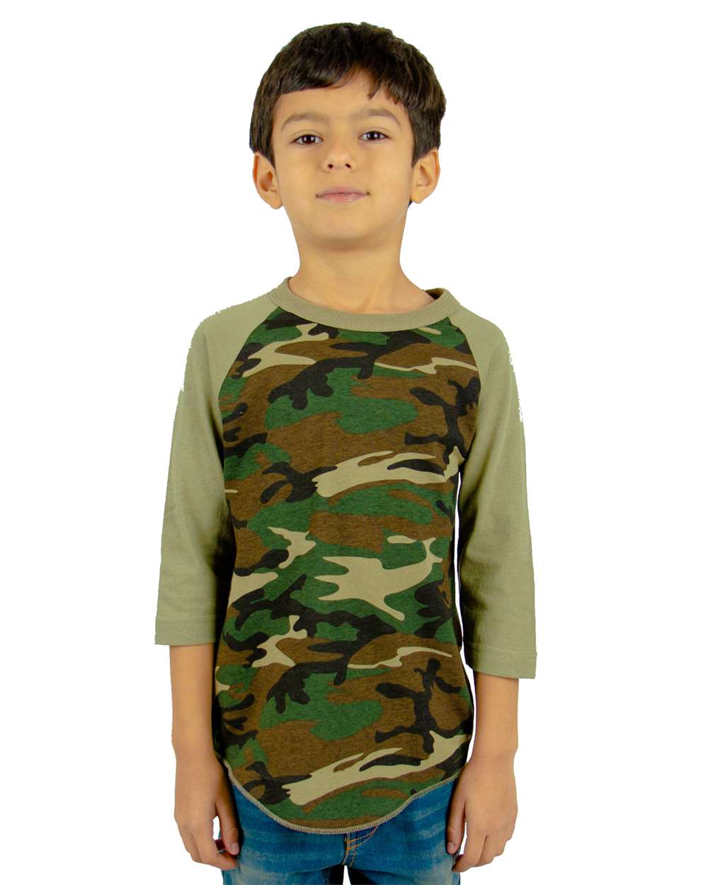 Youth Three-Quarter Sleeve Camo Raglan T-Shirt