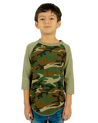 Youth Three-Quarter Sleeve Camo Raglan T-Shirt