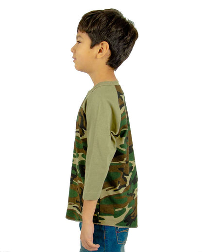 Youth Three-Quarter Sleeve Camo Raglan T-Shirt