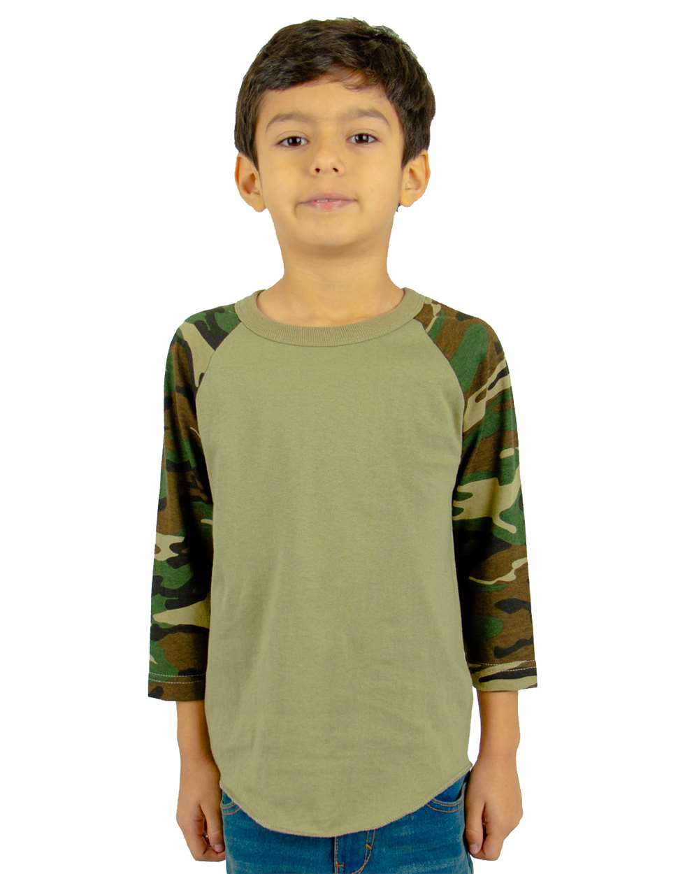 Youth Three-Quarter Sleeve Camo Raglan T-Shirt