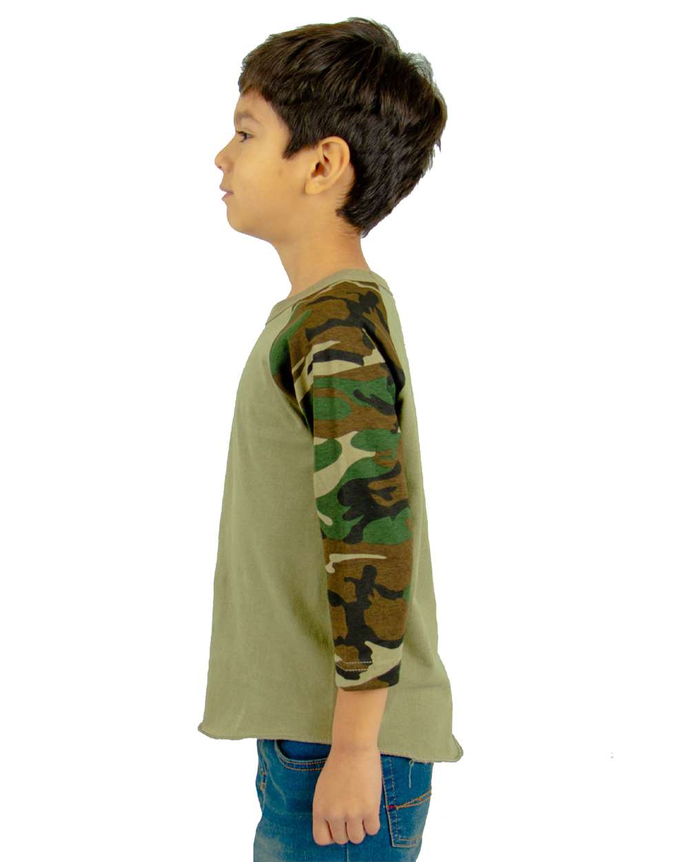 Youth Three-Quarter Sleeve Camo Raglan T-Shirt