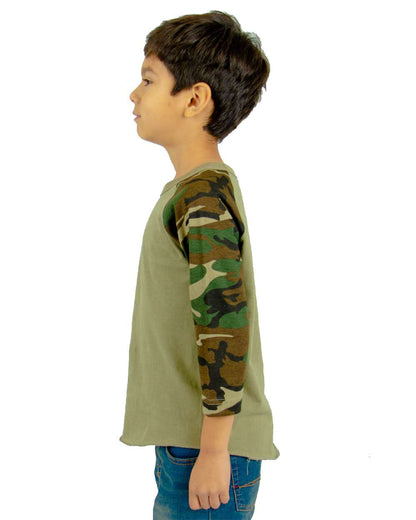 Youth Three-Quarter Sleeve Camo Raglan T-Shirt