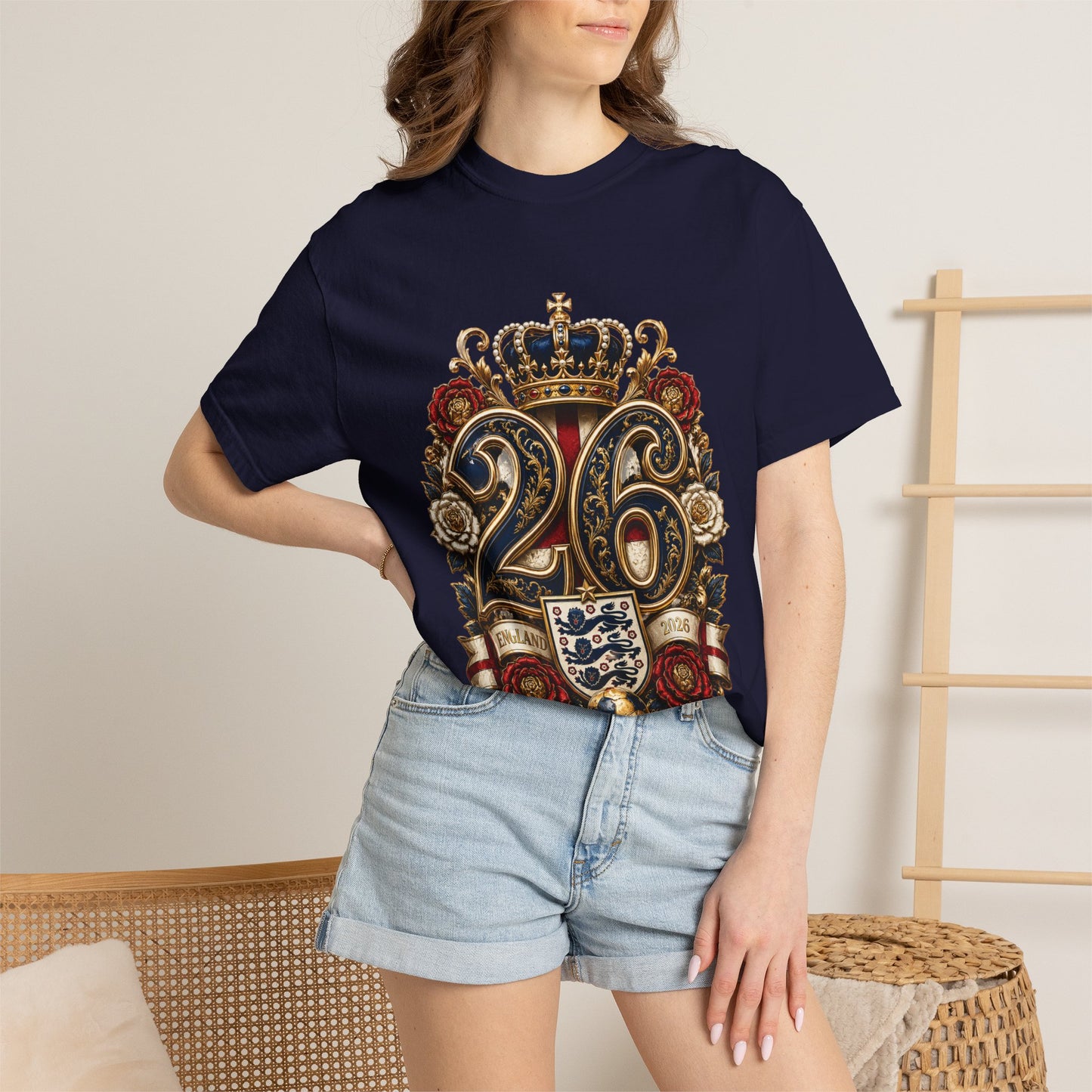 England Football '26 Baroque Monogram – Three Lions | Premium Graphic Tee