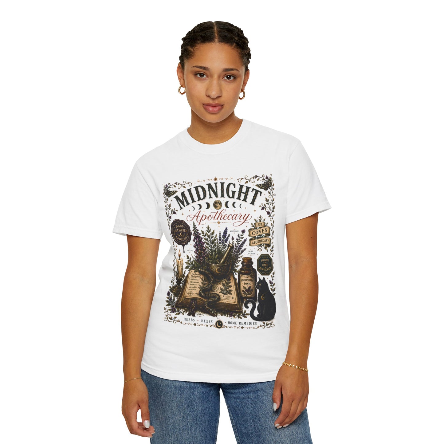 Midnight Apothecary Witchy Grimoire Halloween | Premium Graphic Tee