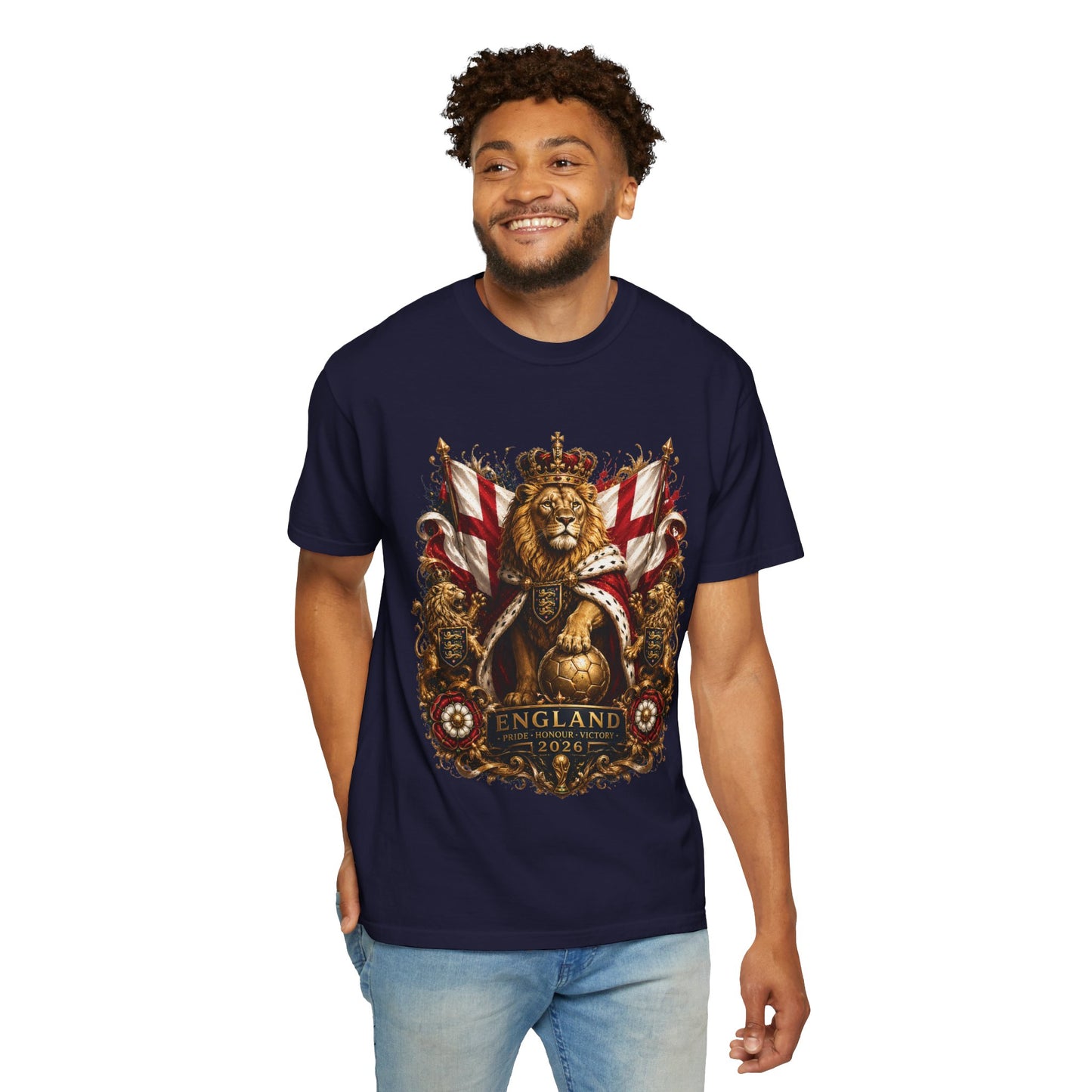 Sovereign Three Lions Crest – England Football Royal Legacy | Premium Graphic Tee