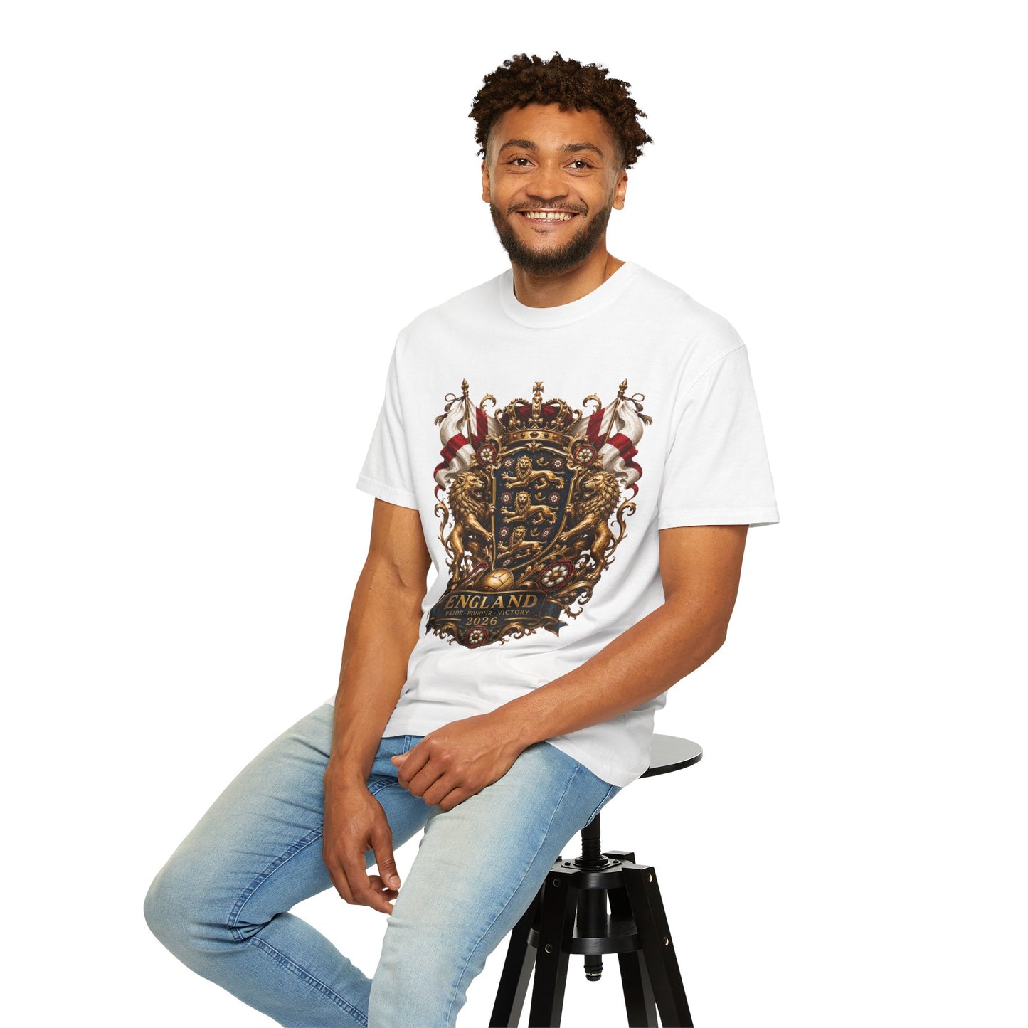 Imperial Three Lions Shield – England Football Baroque Heritage | Premium Graphic Tee