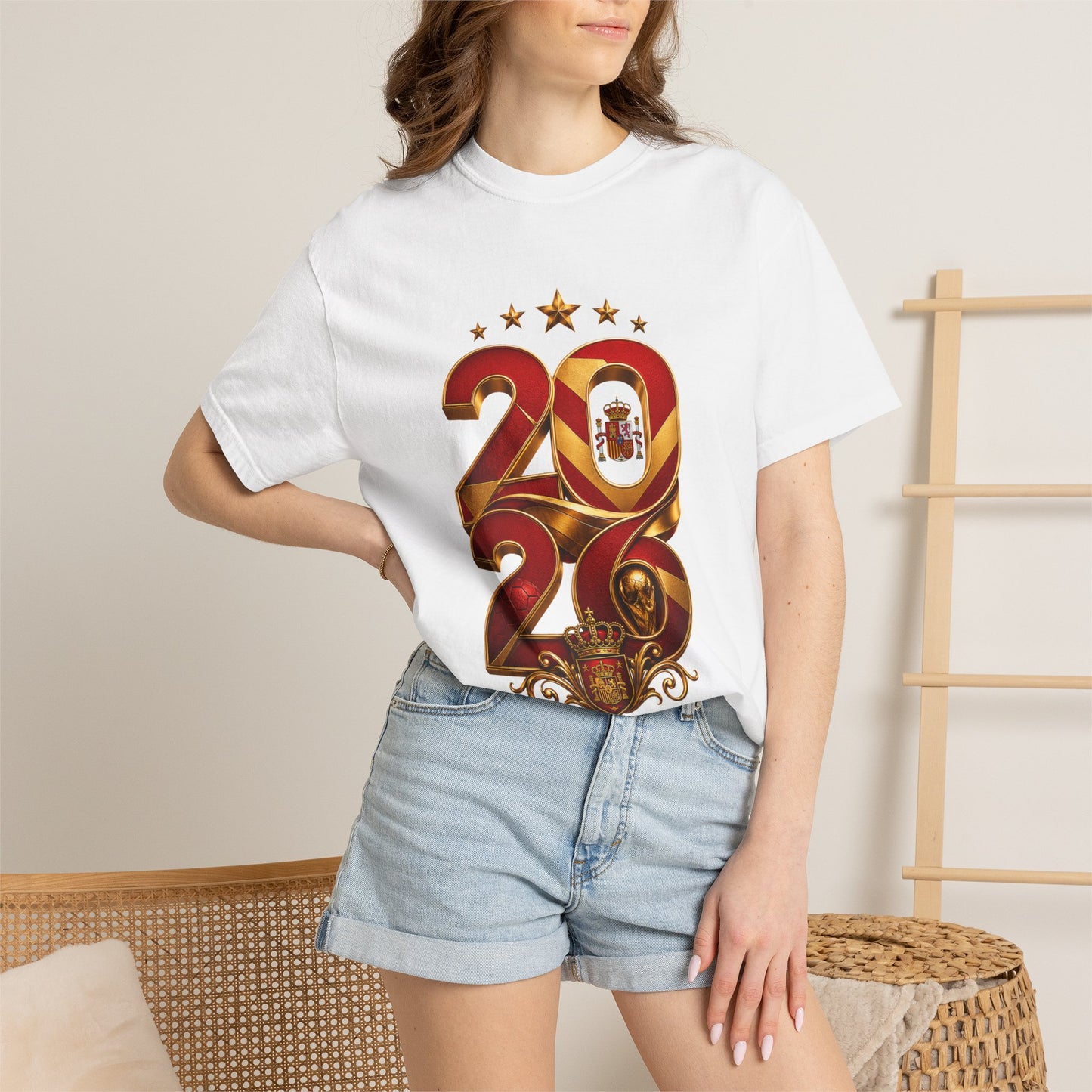 Spain Football World Cup 2026 'Ano de Glória' Typography Crest | Premium Graphic Tee