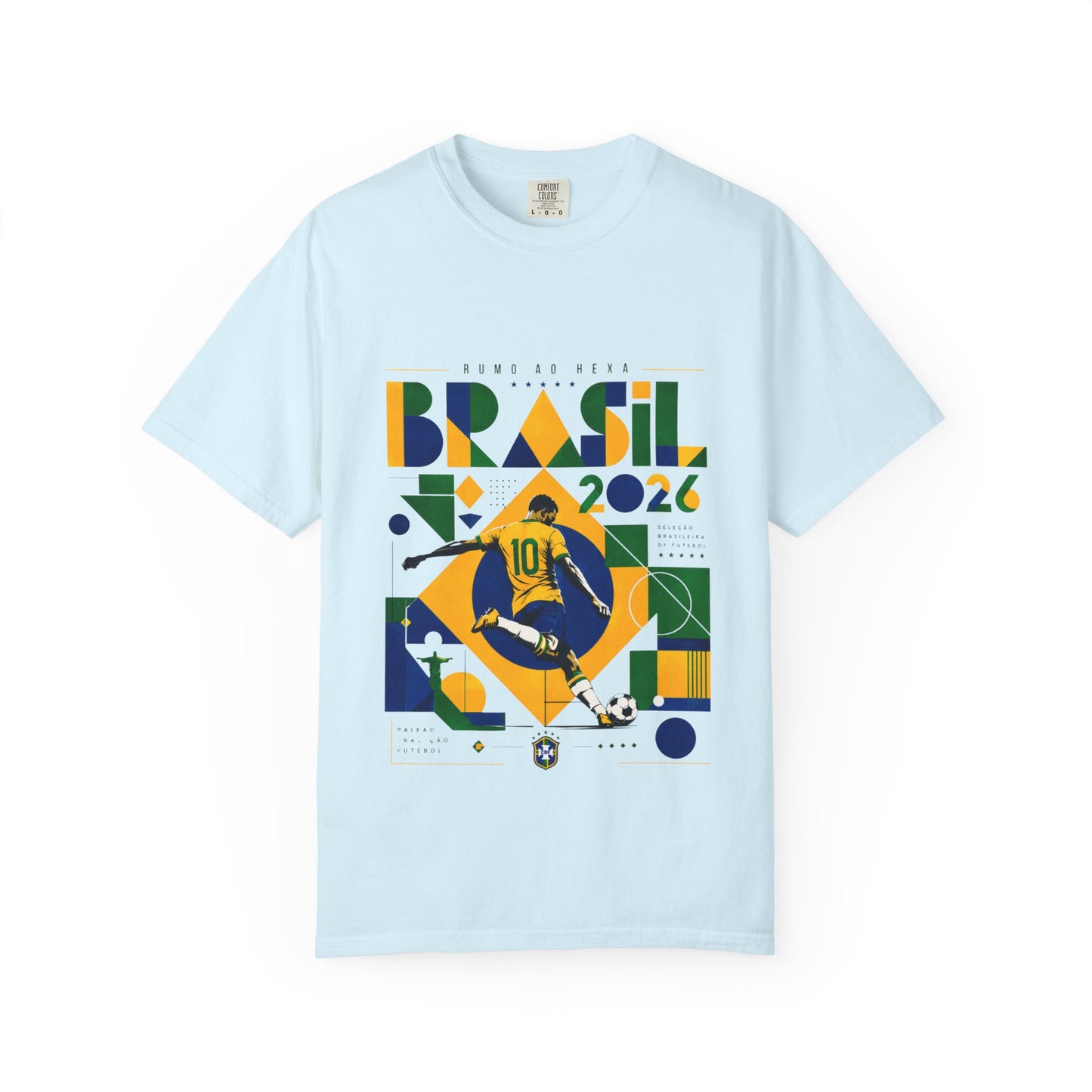 Brazil Rumo Ao Hexa World Cup 2026 T-Shirt PNG | Brasil 10 Geometric Soccer Graphic Tee | Copa Do Mundo Fan Gift