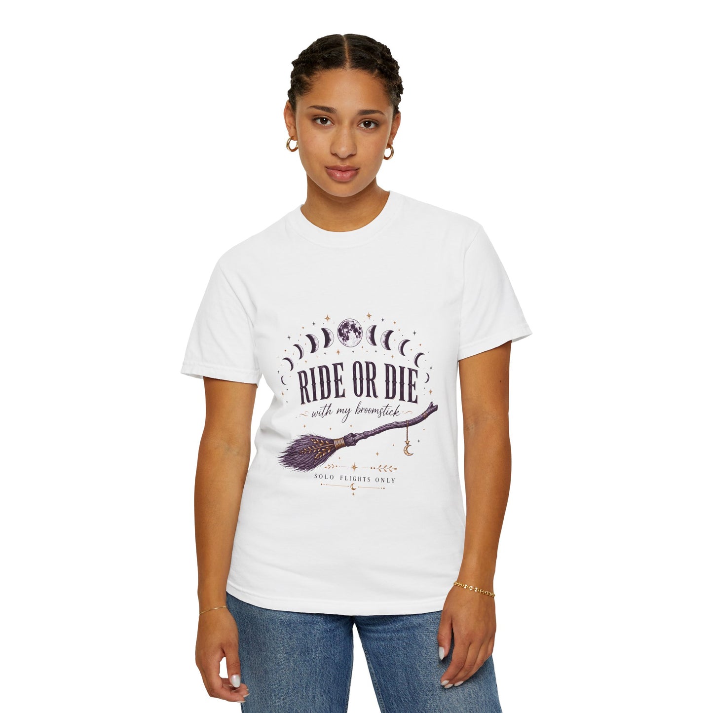 Ride Or Die With My Broomstick Celestial Witch | Premium Graphic Tee