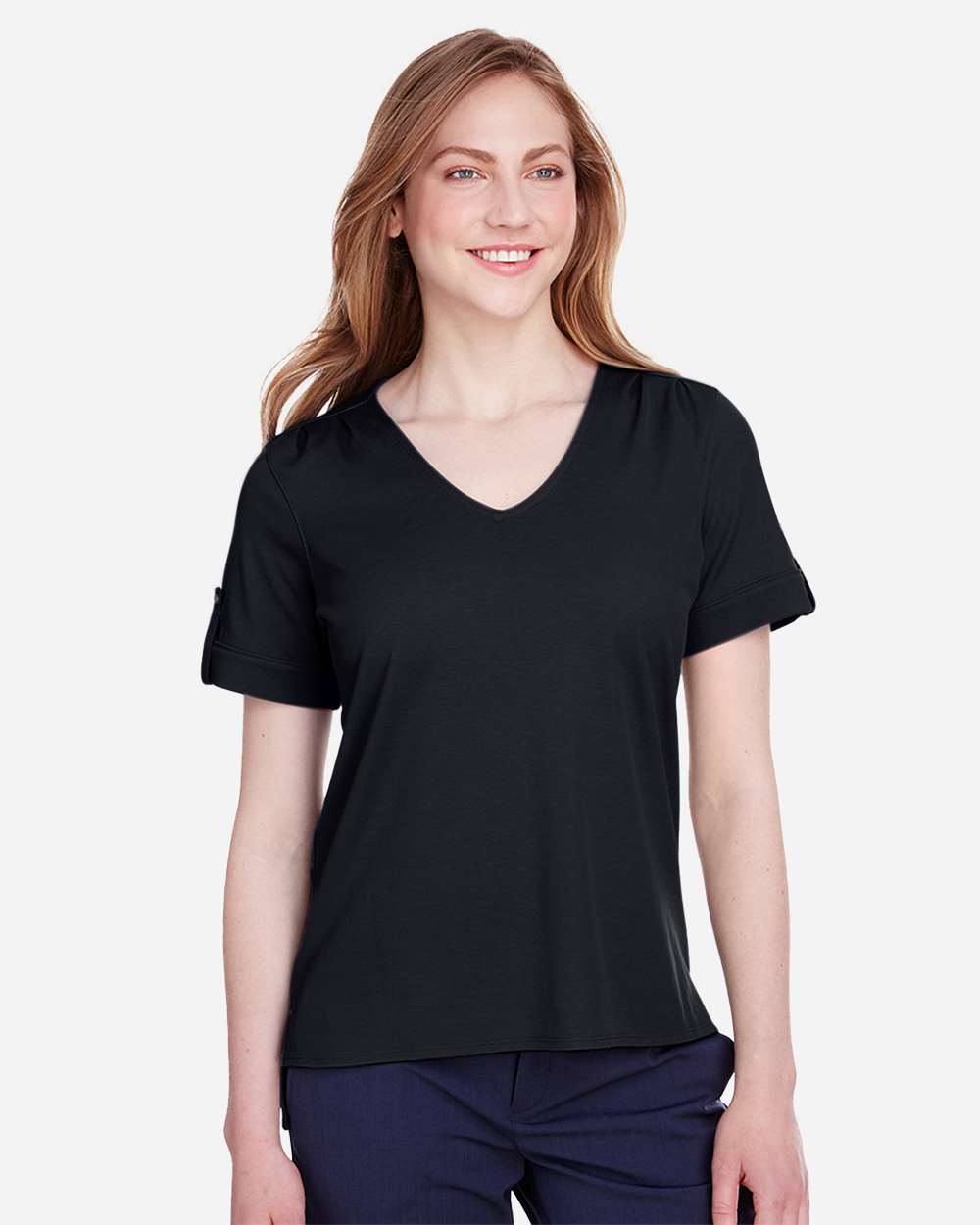 Women's CrownLux PerformanceÂ® Plaited Rolled Sleeve Shirt