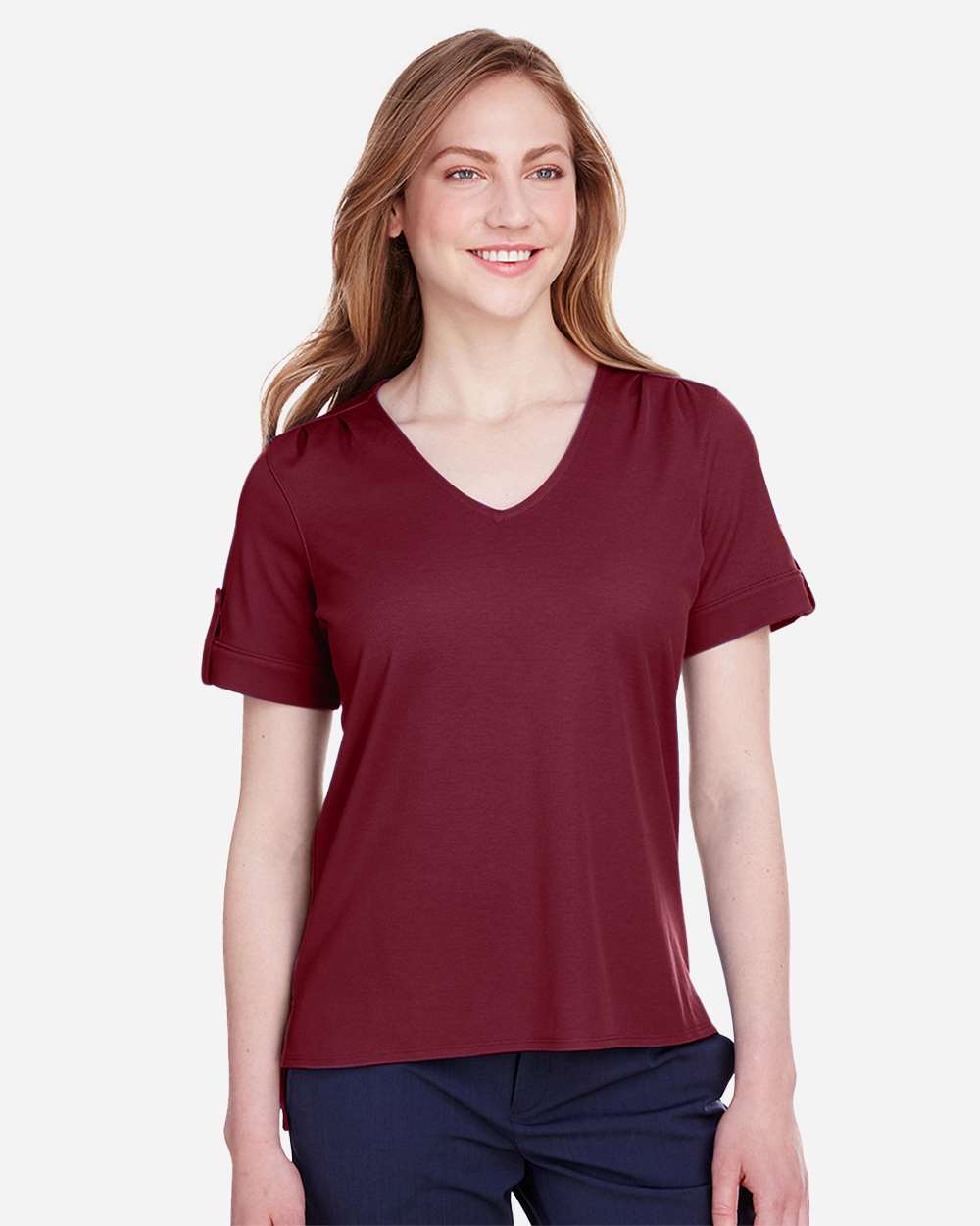 Women's CrownLux PerformanceÂ® Plaited Rolled Sleeve Shirt