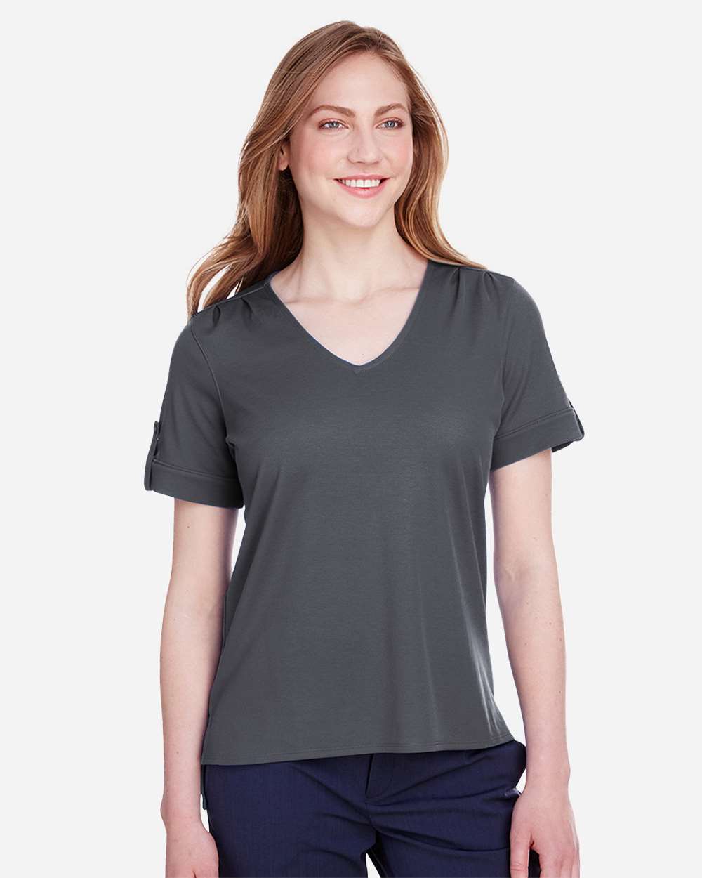 Women's CrownLux PerformanceÂ® Plaited Rolled Sleeve Shirt