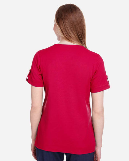 Women's CrownLux PerformanceÂ® Plaited Rolled Sleeve Shirt