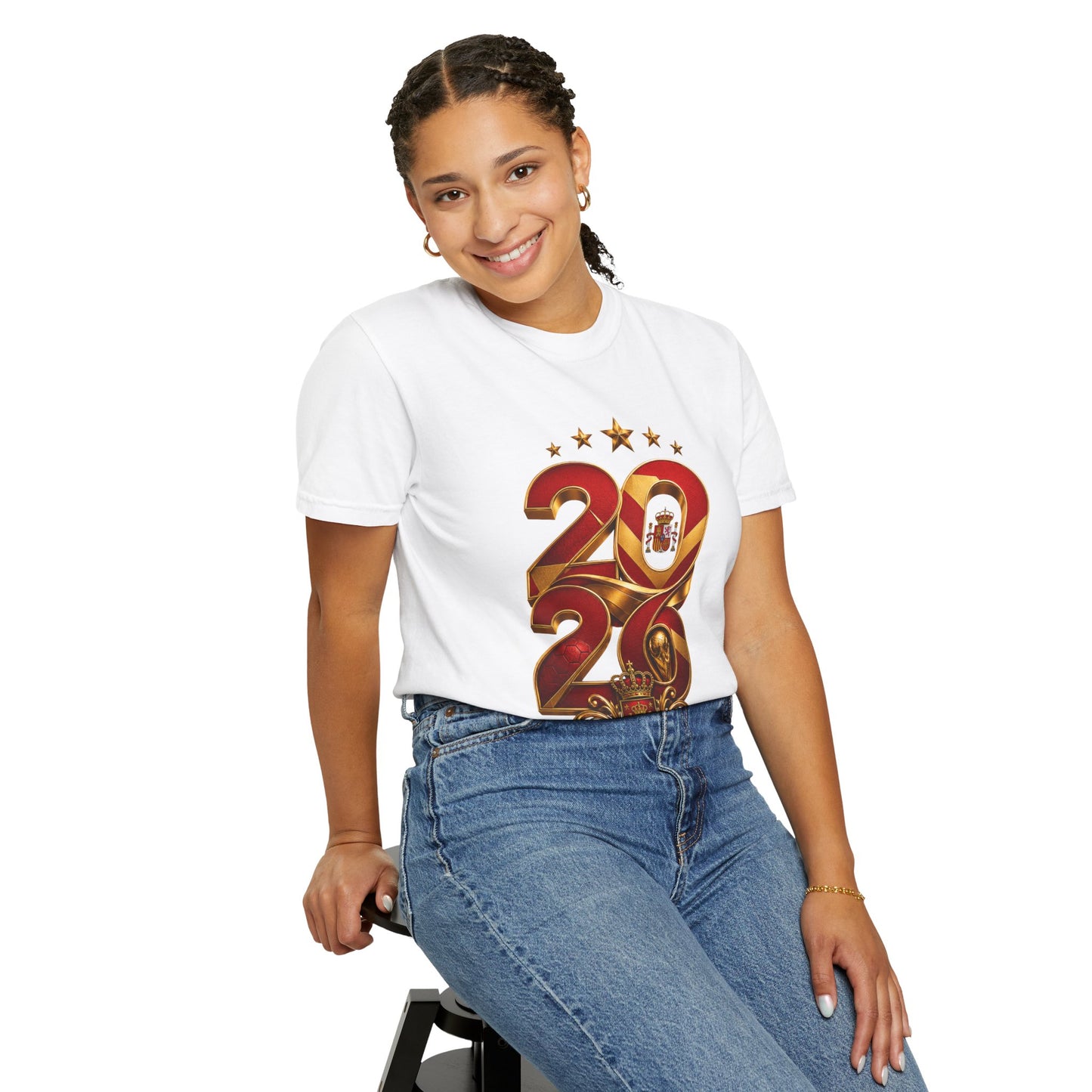 Spain Football World Cup 2026 'Ano de Glória' Typography Crest | Premium Graphic Tee