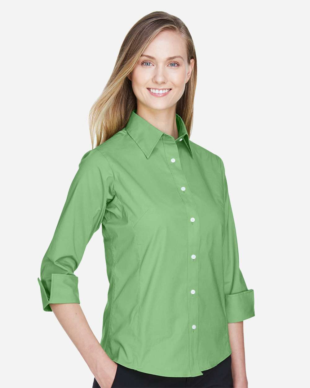 Women's Perfect FitÂ™ Three-Quarter Sleeve Stretch Poplin Dress Shirt