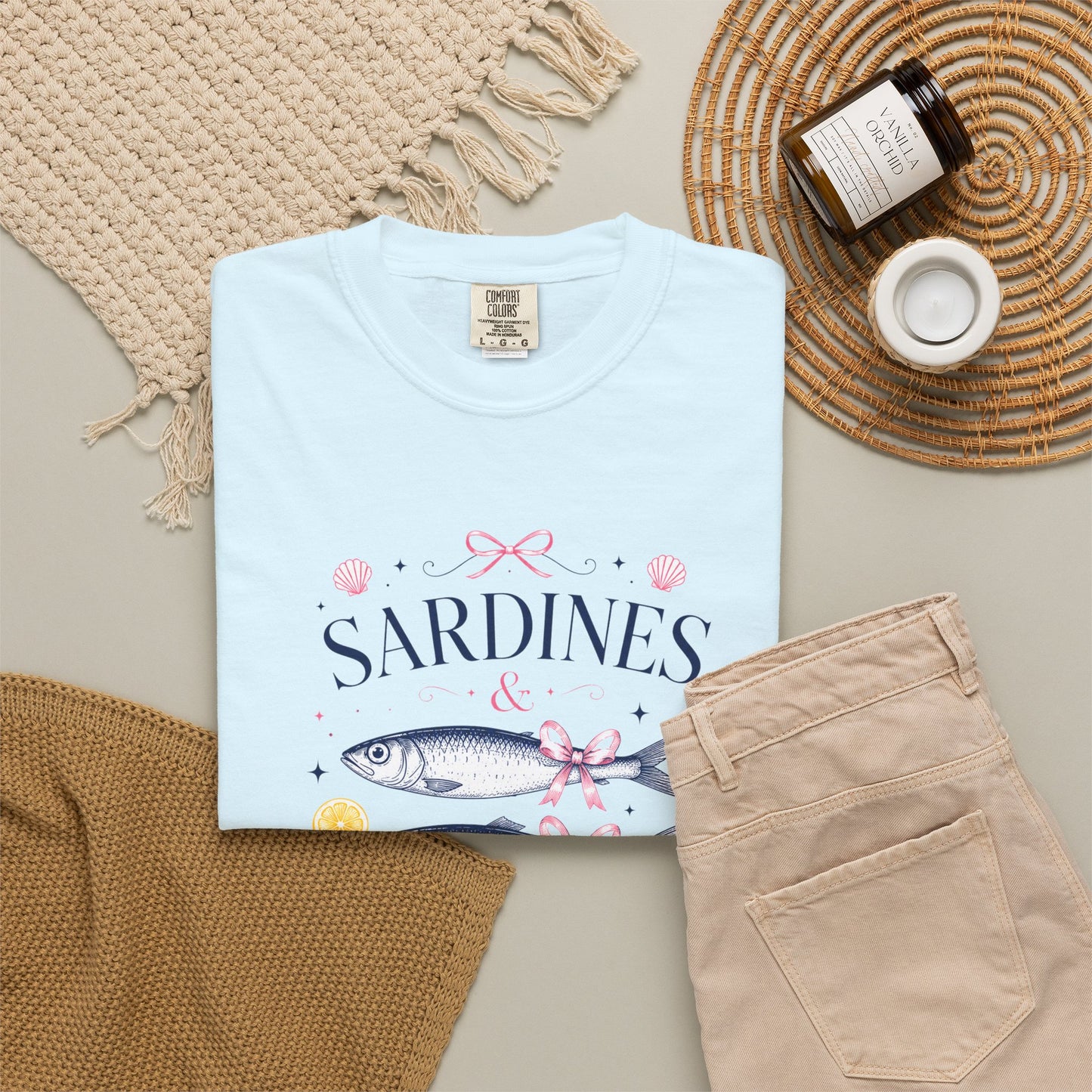 Sardines & Bows 'Mediterranean Social Club' Summer Graphic Tee – Coastal Coquette Aesthetic