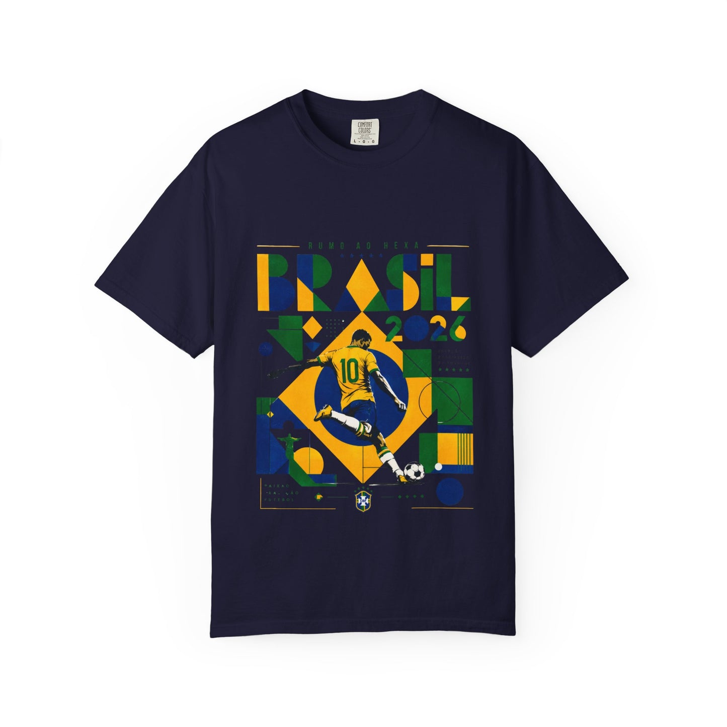 Brazil Rumo Ao Hexa World Cup 2026 T-Shirt PNG | Brasil 10 Geometric Soccer Graphic Tee | Copa Do Mundo Fan Gift