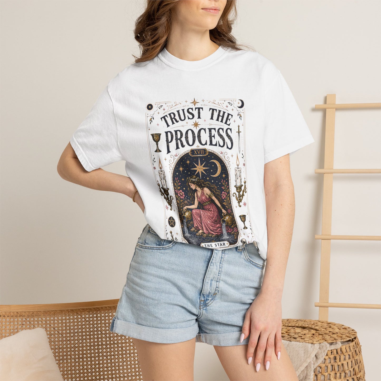 Trust The Process The Star Tarot Card Celestial Halloween | Premium Graphic Tee