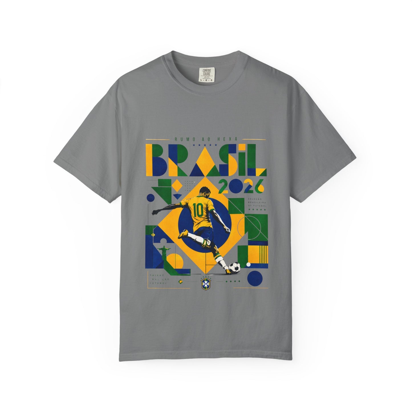 Brazil Rumo Ao Hexa World Cup 2026 T-Shirt PNG | Brasil 10 Geometric Soccer Graphic Tee | Copa Do Mundo Fan Gift