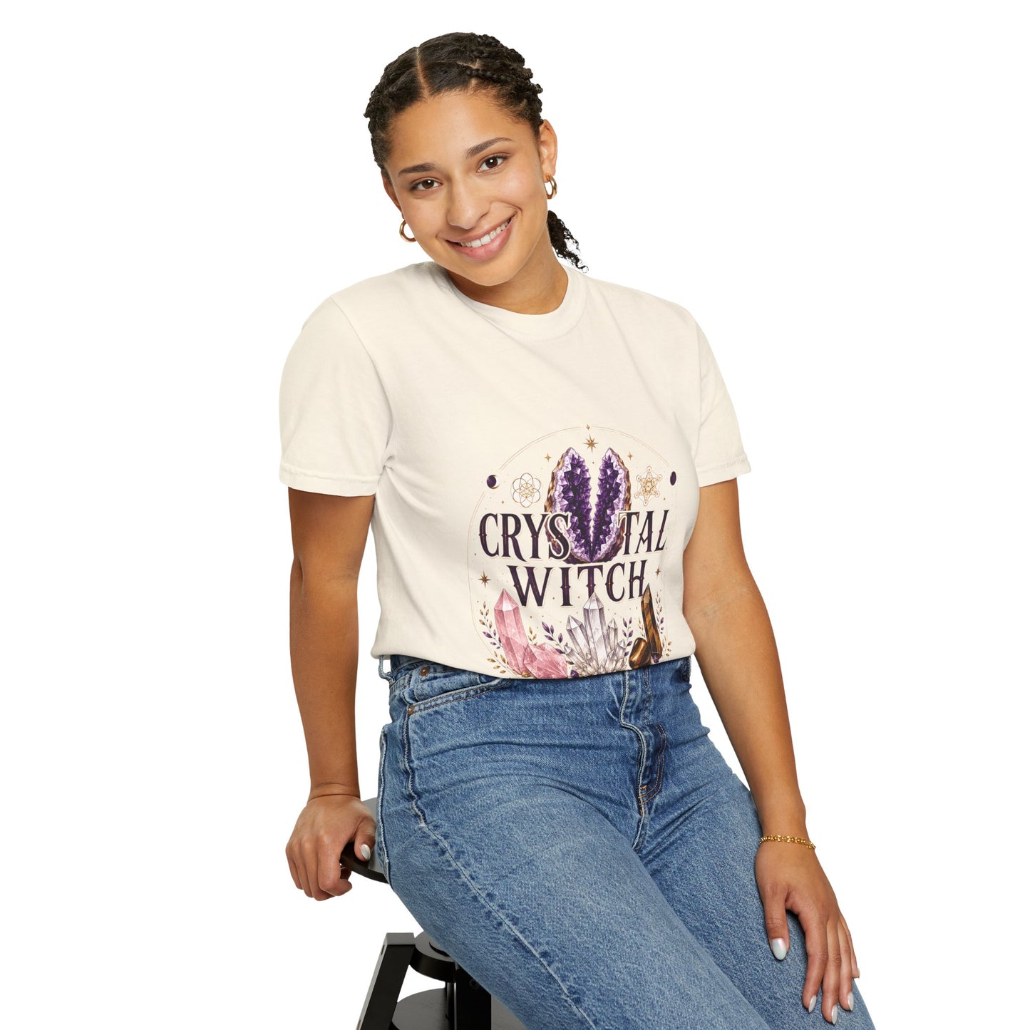 Crystal Witch Celestial Amethyst & Sacred Geometry Halloween | Premium Graphic Tee