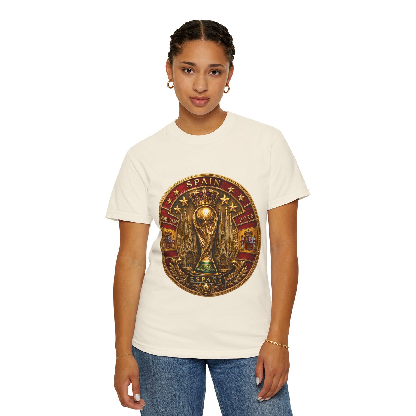 Spain Football World Cup 2026 'Medalha de Sagrada' Round Medallion | Premium Graphic Tee