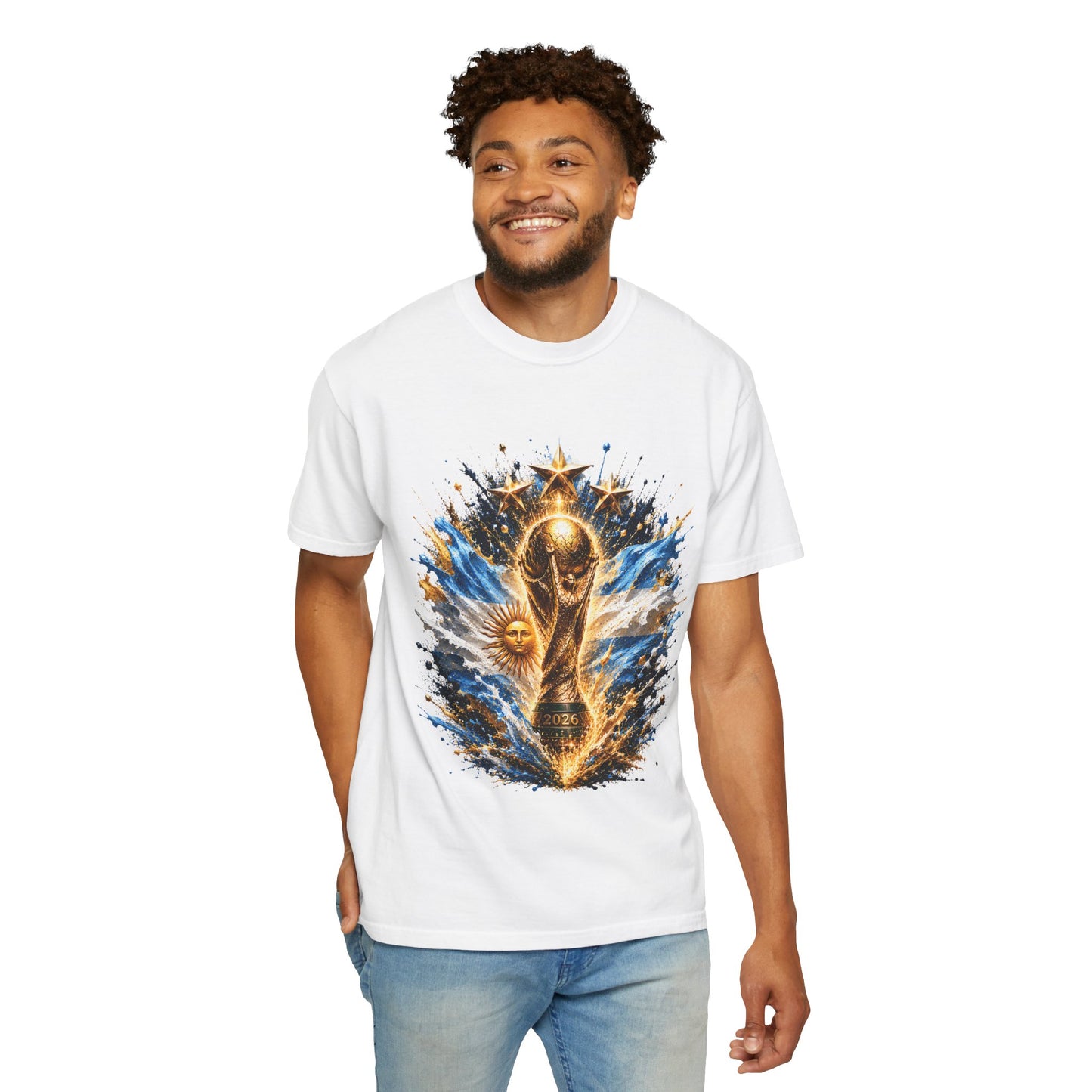 Argentina Football World Cup 2026 Kinetic Trophy – Celestial Glory | Premium Graphic Tee