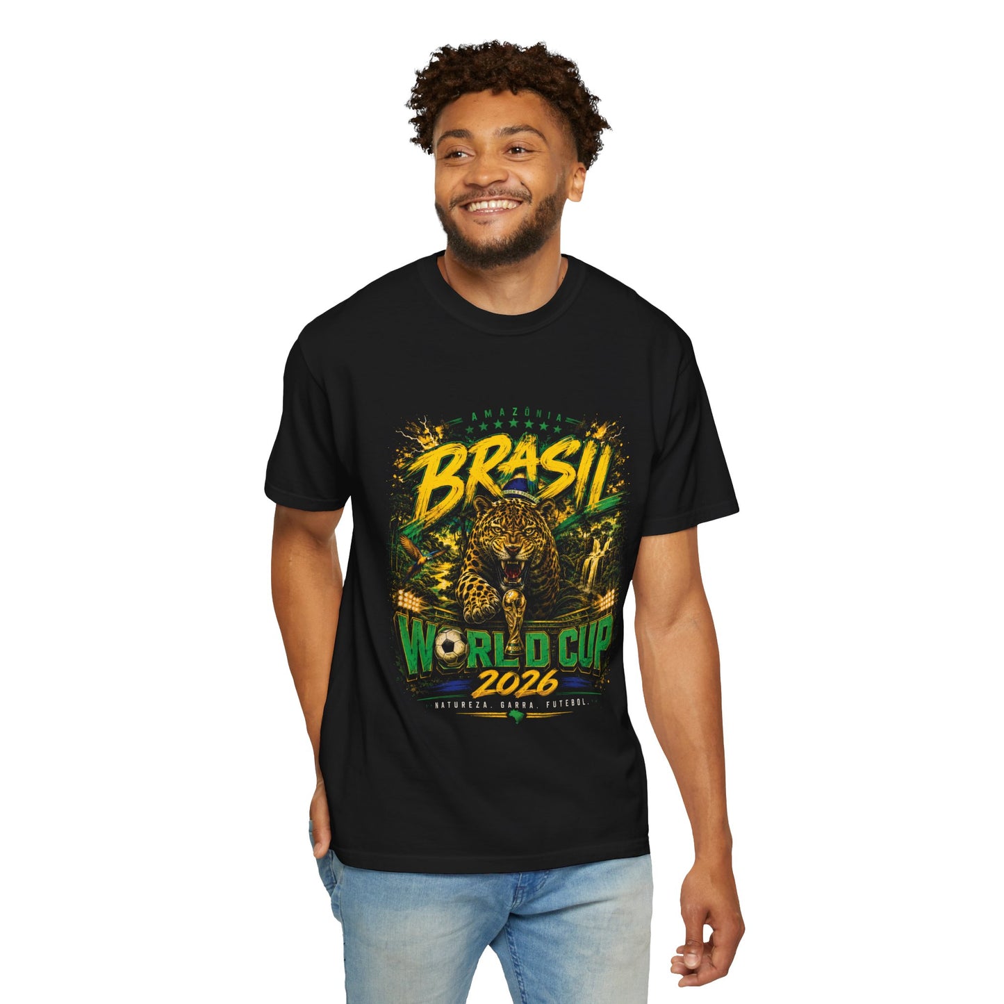 Brazil Amazon Thunder 2026 World Cup T-Shirt PNG | Selecao Jaguar Football Graphic Tee | Copa Do Mundo Soccer Fan Gift
