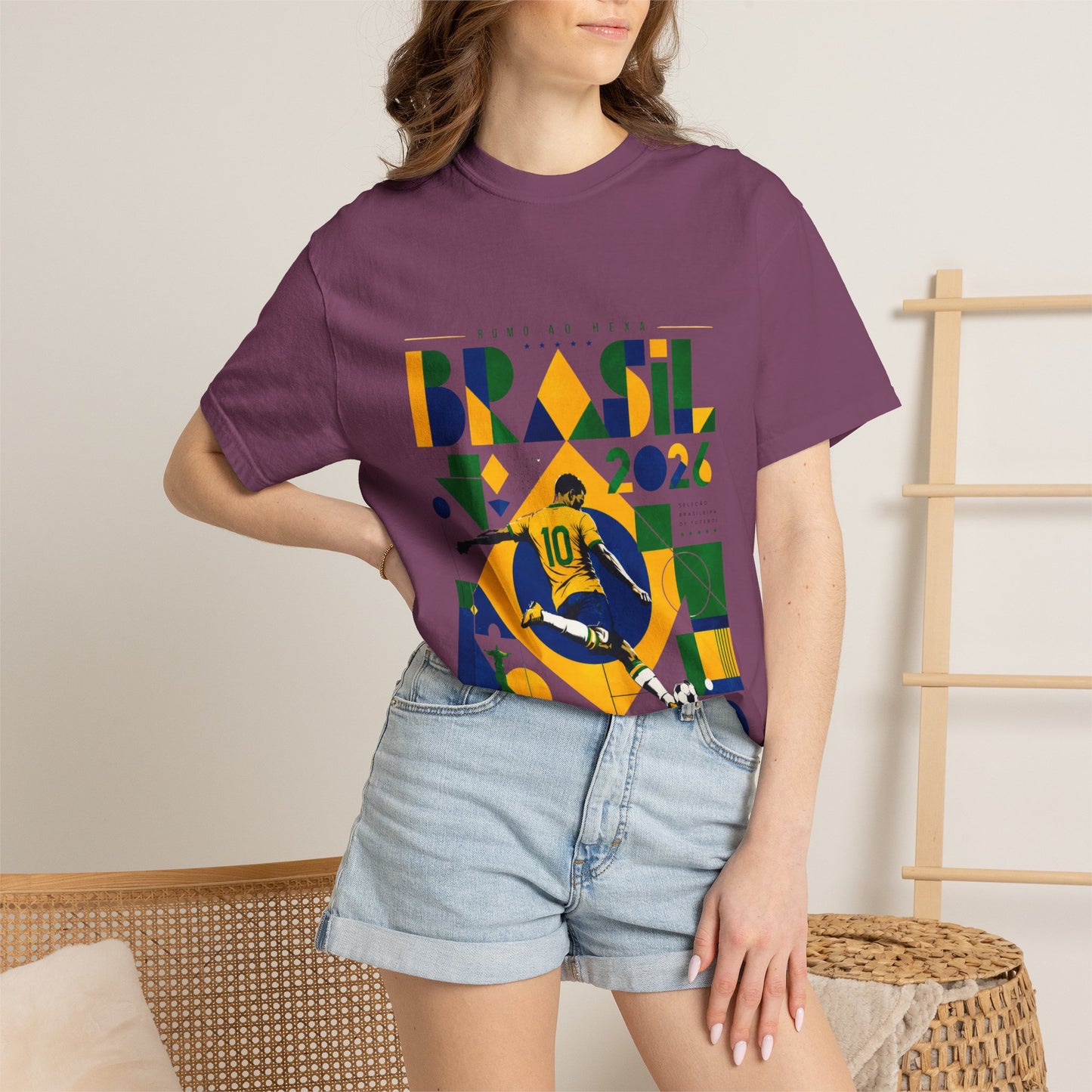 Brazil Rumo Ao Hexa World Cup 2026 T-Shirt PNG | Brasil 10 Geometric Soccer Graphic Tee | Copa Do Mundo Fan Gift