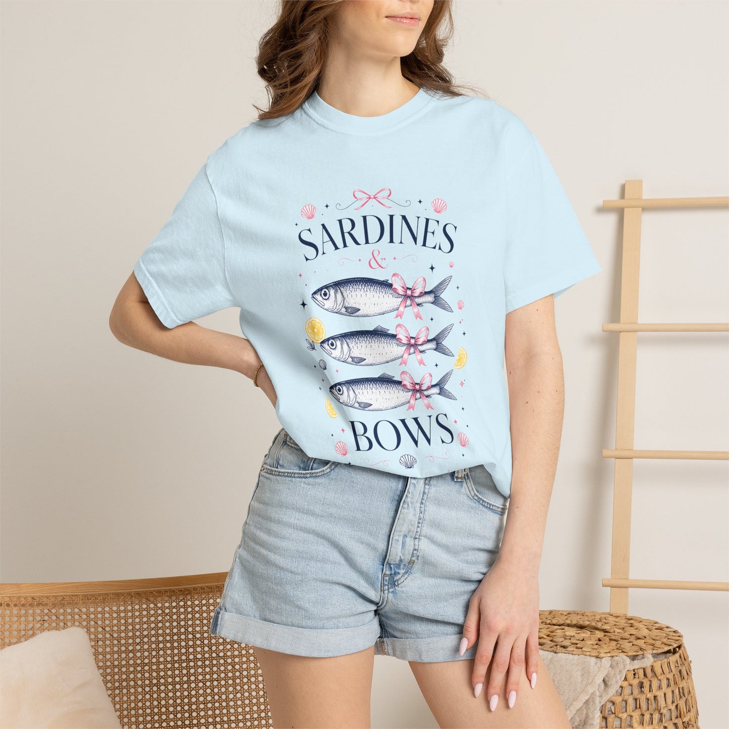 Sardines & Bows 'Mediterranean Social Club' Summer Graphic Tee – Coastal Coquette Aesthetic