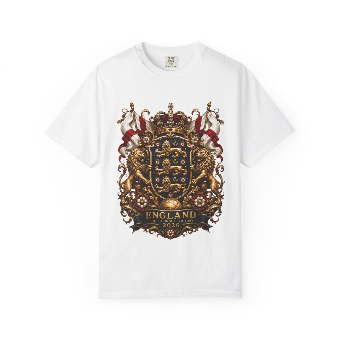 Imperial Three Lions Shield – England Football Baroque Heritage | Premium Graphic Tee